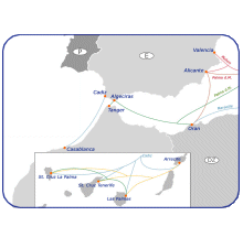 Fährlinien auf die Kanaren und nach Marokko